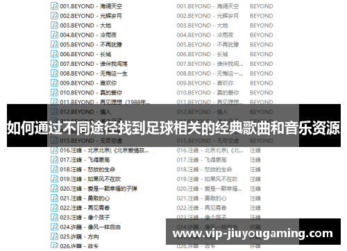 如何通过不同途径找到足球相关的经典歌曲和音乐资源