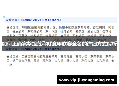 如何正确完整规范称呼意甲联赛全名的详细方式解析